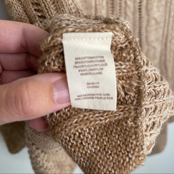 Free People Tan Loose Cable Knit Shawl Collar Cardigan Size XS - Picture 7 of 8